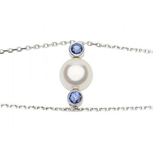 TENDRE RÊVE    Bracelet or, perle blanche et saphirs