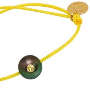 SUNNY BABY     Bracelet bébé perle de Tahiti, saphir jaune et or 18k