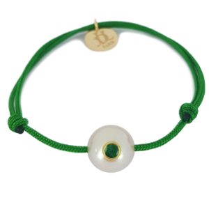 LUCKY BABY +     Bracelet bébé perle de culture, émeraude et or 18k