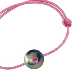 SWEET BABY   Bracelet enfant perle de Tahiti, saphir rose et or 18k
