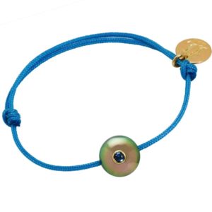 PACIFIC BABY  Bracelet enfant perle de Tahiti, saphir bleu et or 18k