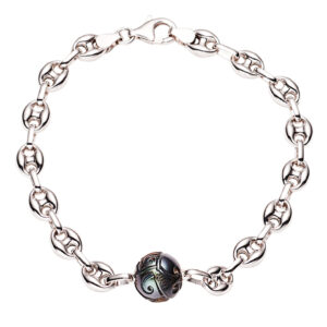 Bracelet masculin grains de café et perle de Tahiti