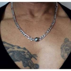 Collier perle de Tahiti et argent pour homme
