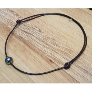 Collier perle de Tahiti pour homme sur cuir - JDL Paris - Terre Ocean