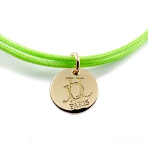 Cordon vert clair et pampille or jaune - bracelet bébé et enfant JDL Paris