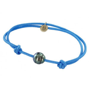 Bracelet homme perle de Tahiti cerclée cordon et or 18K