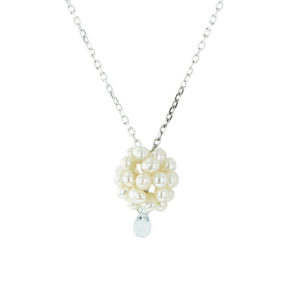 CLOUDY Collier nuage de perles et goutte de topaze bleue