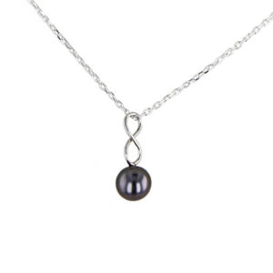 INFINI TAHITI Collier en argent 925 et perle de Tahiti avec symbole infini