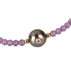 Bijou mauve - améthyste, perle de Tahiti et diamant - JDL Paris by Jessie Lemaire