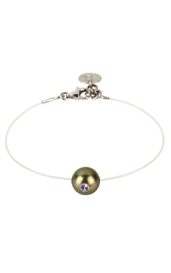 Bracelet Simply Monoï - saphir rose dans perle de Tahiti - JDL Paris - bijou perle original