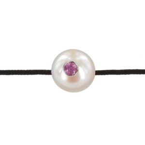 Bracelet Sweet monoï + by JDL Paris - Perle d'Akoya avec saphir rose