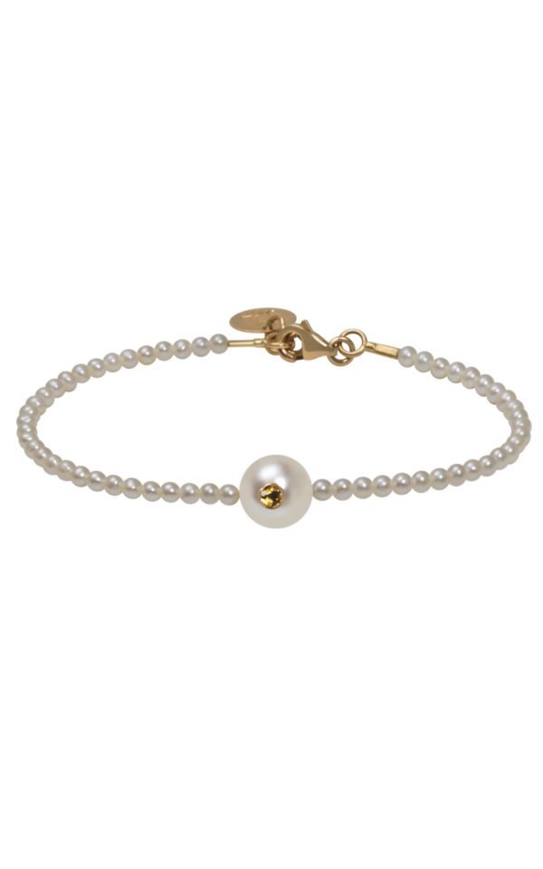 Bracelet White candy - JDL Paris - Saphir jaune et perles de culture