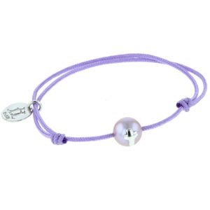 Bracelet baptême ou communion - perle de culture avec croix