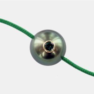 Bracelet lucky monoï - émeraude dans perle de tahiti - JDL Paris