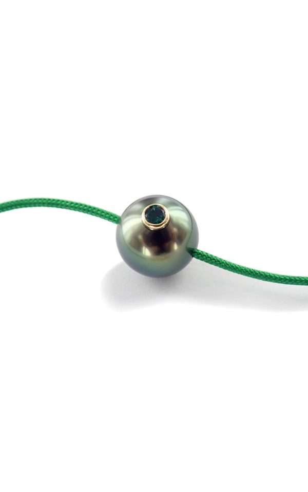 Bracelet lucky monoï - perle de Tahiti, émeraude, or - JDL Paris