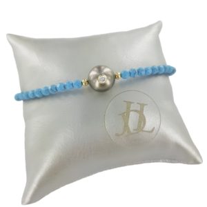 Bracelet turquoise, perle de tahiti, diamant et or 18K - Jessie Lemaire - JDL Paris