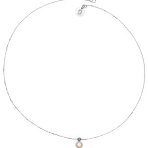 Collier fin or 18K, perle et saphir - JDL Paris