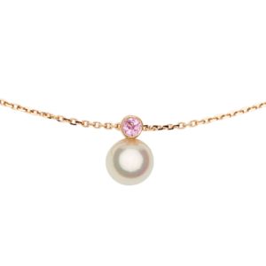 TENDRE RÊVE  Collier perle d'Akoya et saphir rose