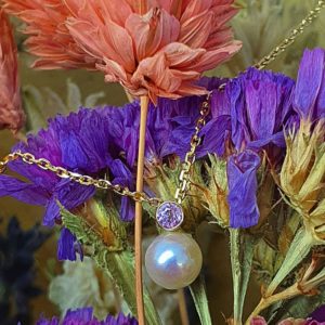 Collier perle et saphir rose - JDL Paris
