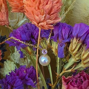 Collier saphir rose et perle d'Akoya - JDL Paris