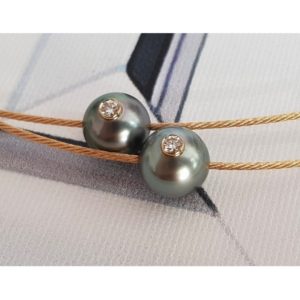 Colliers Magic Monoï - Collier câble en or avec perle de Tahiti incrustée d'un diamant - JDL Paris