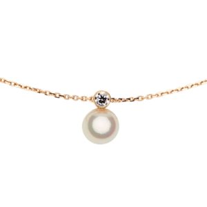 TENDRE RÊVE - Collier perle d'Akoya, diamant et or 18K