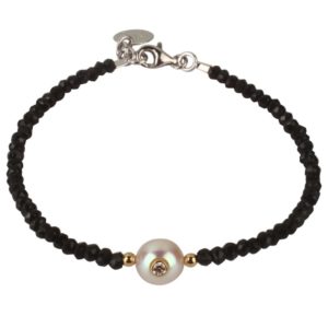 LITTLE PRETTY MONOÏ        Bracelet perle, diamant et spinelle noir