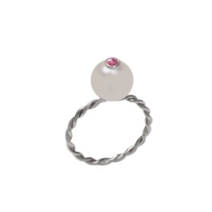 MANÈGE DES RÊVES  Bague perle d'Akoya et saphir rose