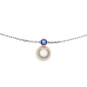 TENDRE RÊVE  Collier perle et saphir bleu