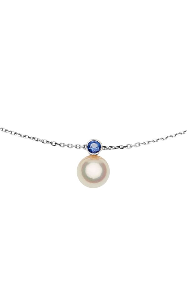 Saphir bleu, perle d'Akoya et or 18K - JDL Paris
