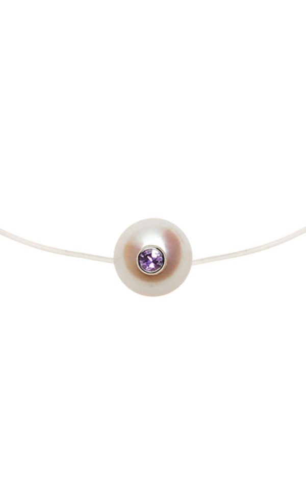 Simply monoï collier fil transparent, saphir rose et or JDL Paris