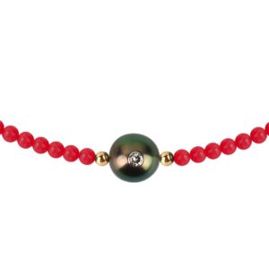 LITTLE PRETTY MONOÏ   Collier perle de Tahiti, diamant et bambou de mer