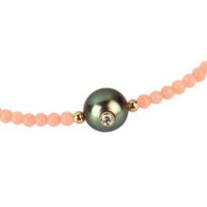 LITTLE PRETTY MONOÏ   Collier perle de Tahiti, diamant et bambou de mer