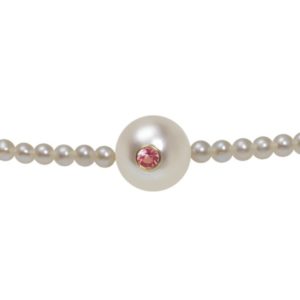 WHITE CANDY  Collier perles blanches, saphir rose et or