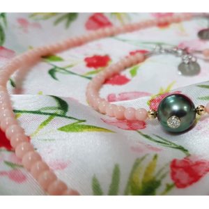 Little Pretty Monoï bambou de mer rose JDL Paris - Perle de Tahiti incrustée d'un diamant