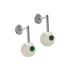 Boucles d'oreilles Perles de Tahiti, emeraudes, or blanc SPARKLE JDL Paris by Jessie Lemaire