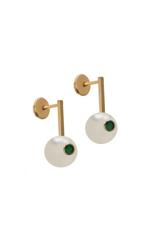 Boucles d'oreilles Perles de Tahiti, emeraudes, or jaune SPARKLE JDL Paris by Jessie Lemaire