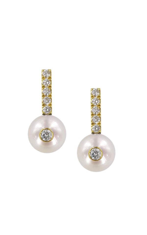 Boucles d'oreilles perles et diamants Sparkle VIP + or jaune JDL Paris by Jessie Lemaire