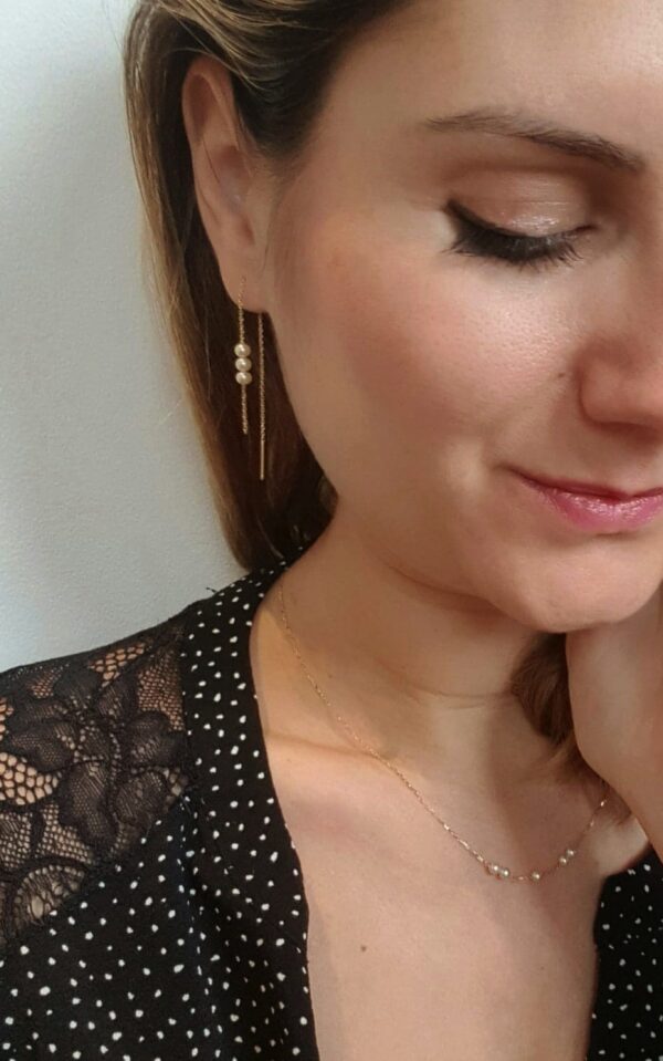 Boucles d'oreilles chainettes avec perles JDL Paris