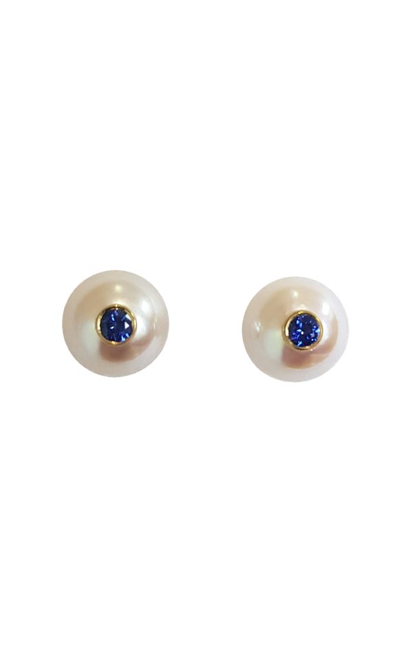 Boucles d'oreilles perles d'Akoya et saphirs - Simply Monoï - JDL Paris by Jessie Lemaire