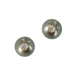 MONOÏ VIP  Boucles d'oreilles perles de Tahiti, diamants et or