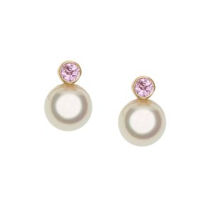 TENDRE RÊVE Boucles d’oreilles perles et saphirs roses