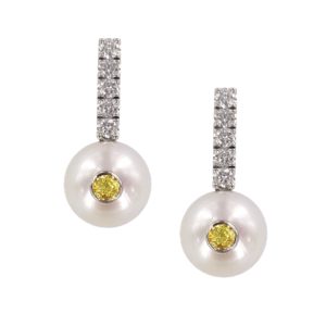 SPARKLY VIP + Boucles d'oreilles perles d'Akoya, diamants et saphirs jaunes