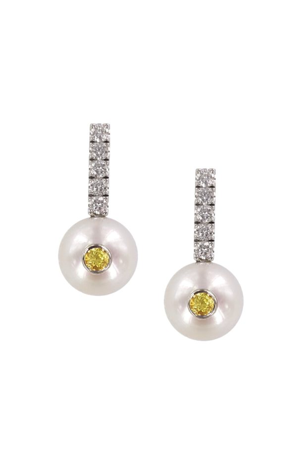 Boucles d'oreilles perles, saphirs jaunes et diamants Sparkly VIP + JDL Paris by Jessie Lemaire