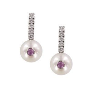 SPARKLY VIP + Boucles d'oreilles perles, saphirs roses et diamants