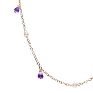 Collier perles de culture et briolettes d'améthyste - Collection Folie Précieuse - Jessie Lemaire