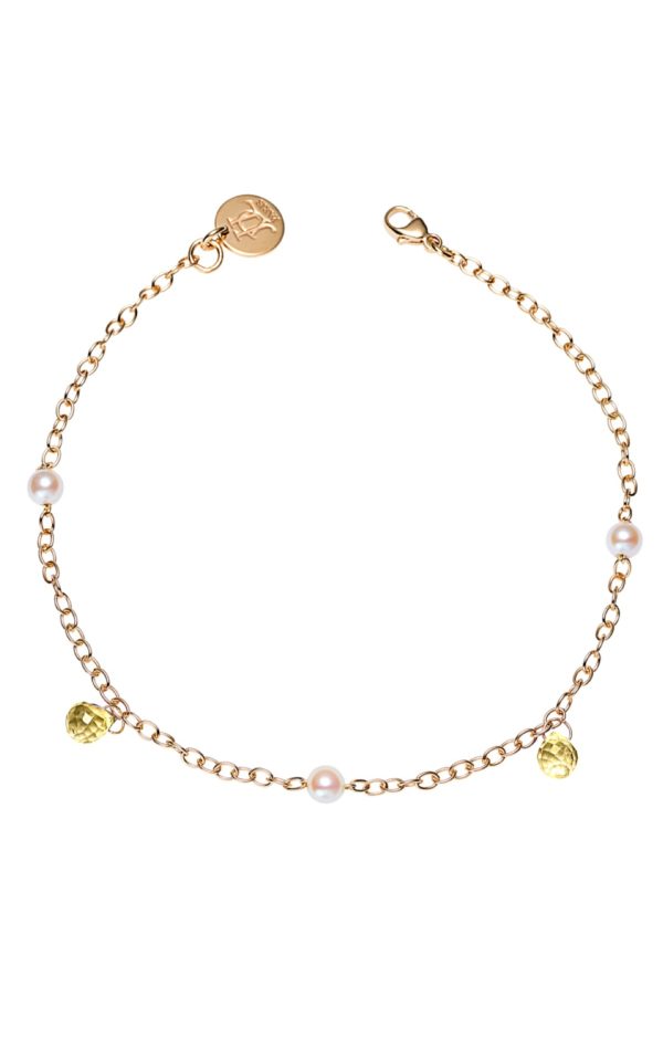 Folie Précieuse Bracelet or perles de culture et gouttes de peridot JDL Paris