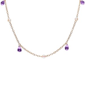 FOLIE PRÉCIEUSE Collier perles d'Akoya, améthyste et or