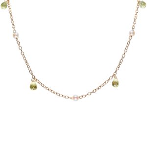 FOLIE PRÉCIEUSE Collier perles d’Akoya, péridot et or