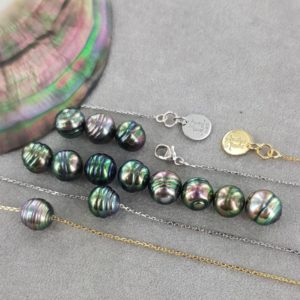 Jolie Tahiti collier perle de tahiti creclée sur chaîne fine en or - JDL Paris